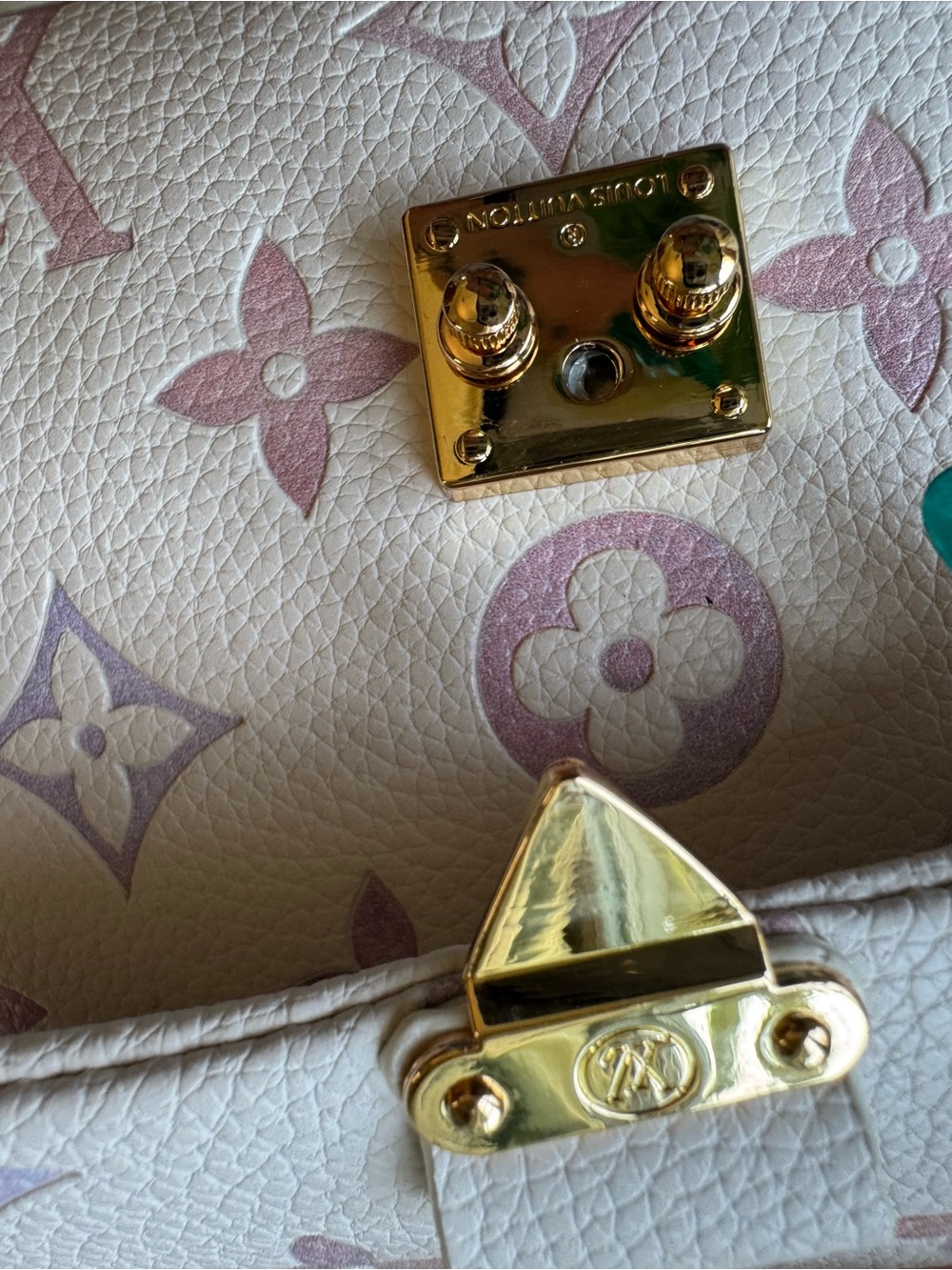 Louis Vuitton Inspired White Mini Top Handle Bag with Pastel Monogram - Picture 14 of 15